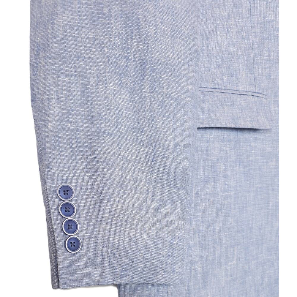 Bar III Mens Slim Fit Linen Sport Coat Blazer 42R Blue Solid NWT - Picture 5 of 7